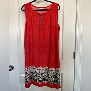 Ivy Lane Orange Dress with Floral Trim, Size XL